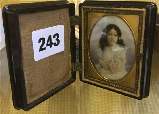 Cased portrait miniature of a girl